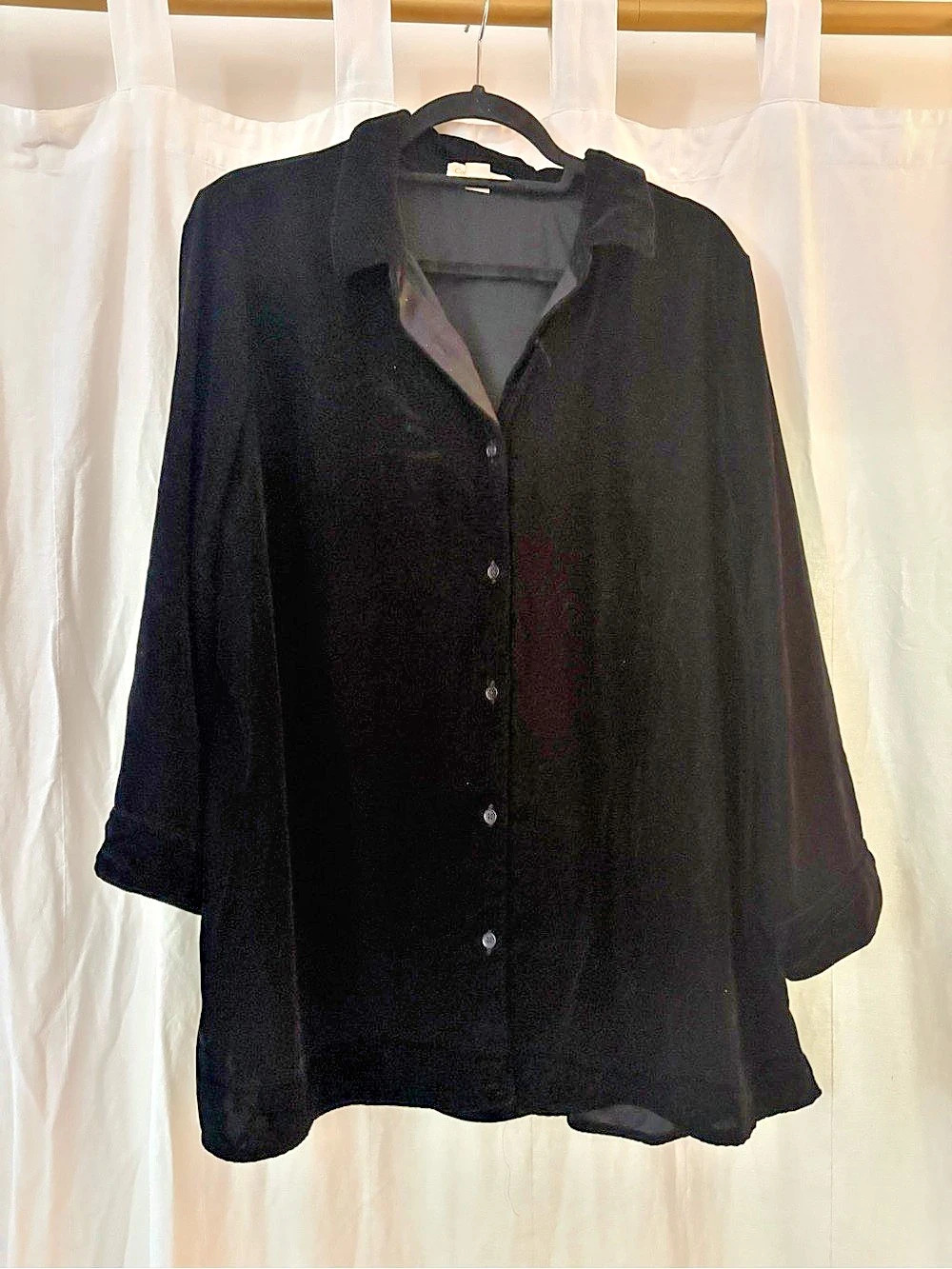 Coldwater Creek Black Velvet Button-Down Shirt Size 1X